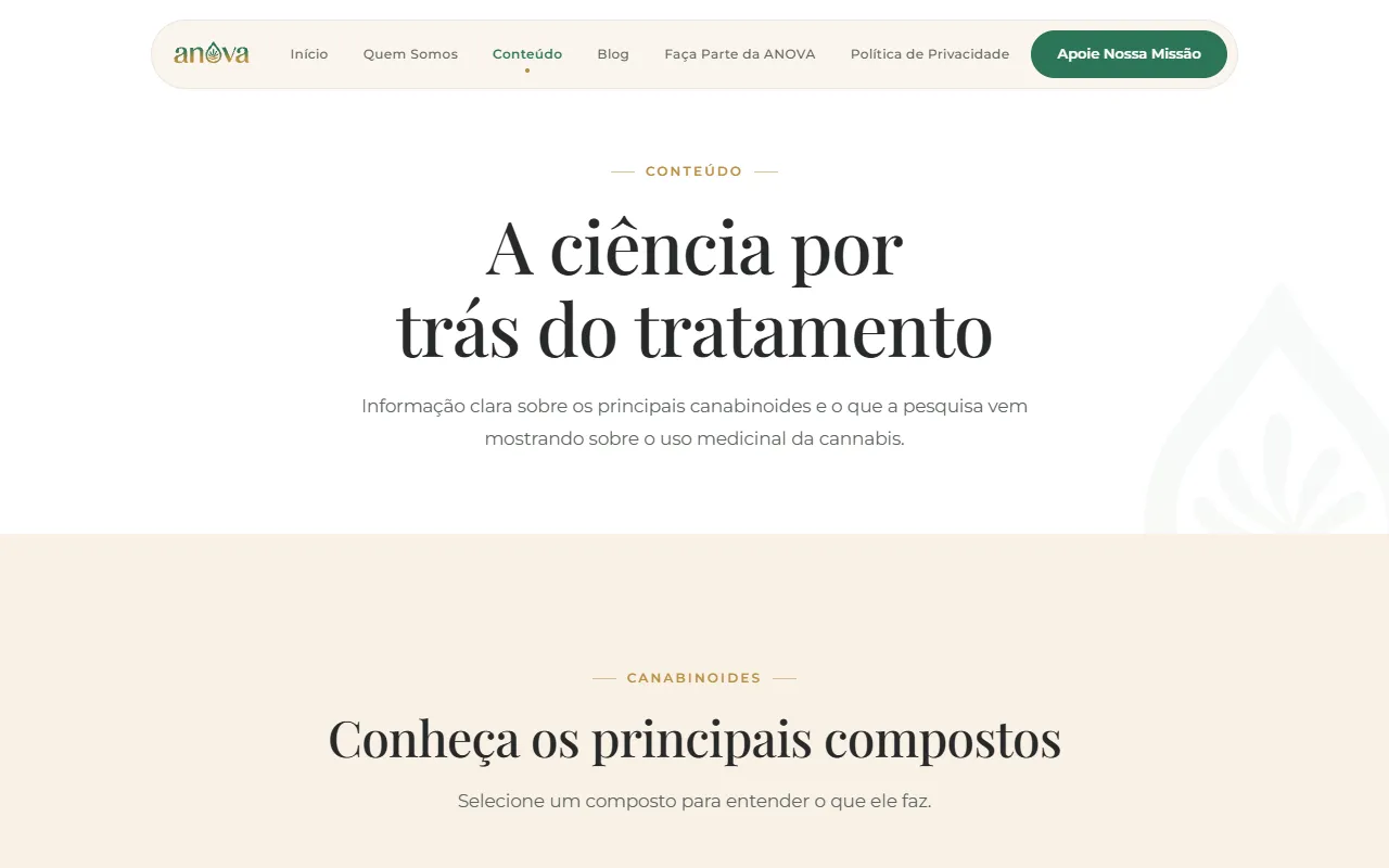 Página de conteúdo educativo da ANOVA
