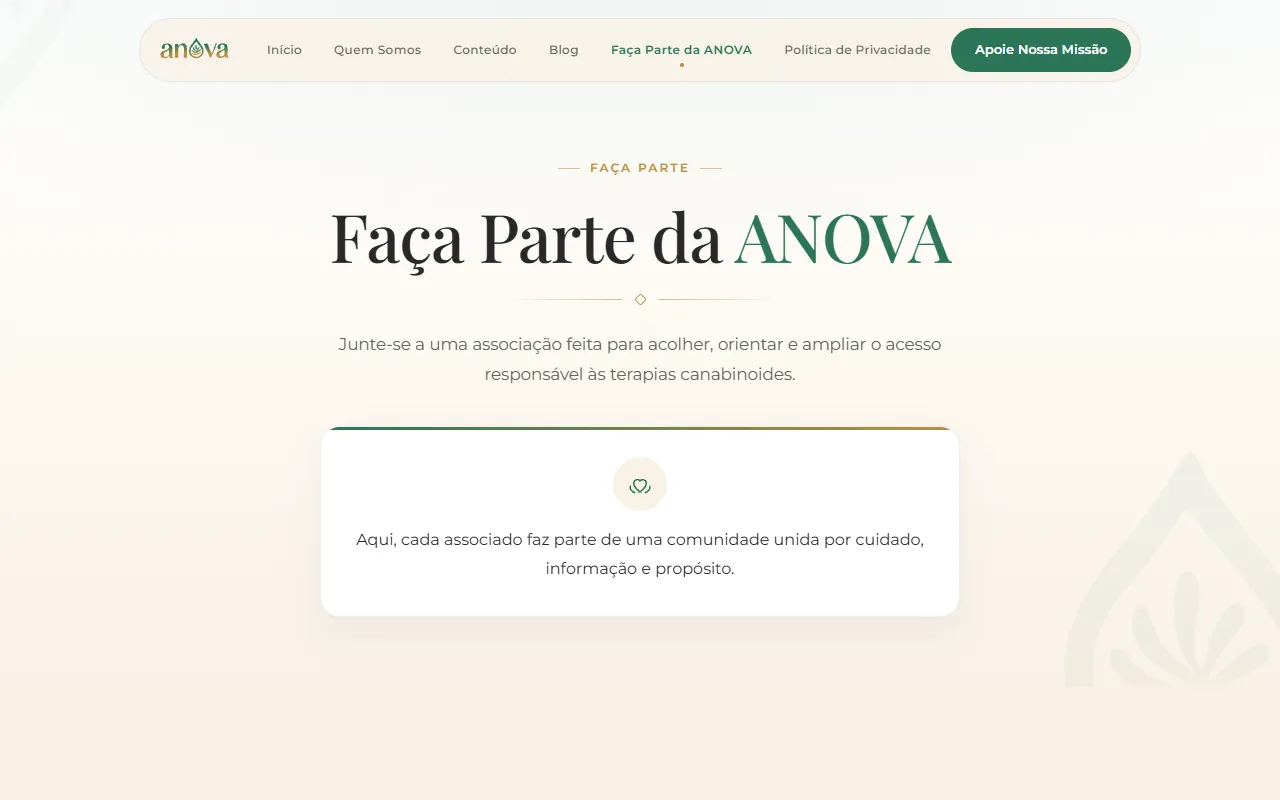 Página para se associar à ANOVA