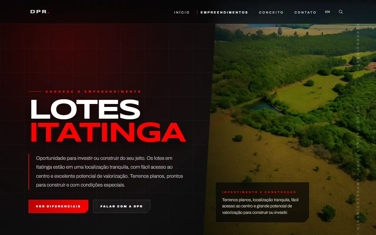 Página do loteamento Itatinga
