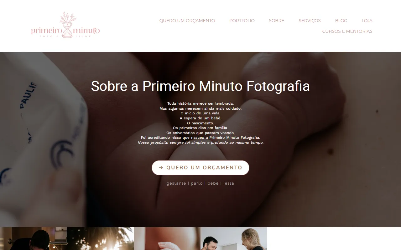 Página sobre a fotógrafa e o estúdio
